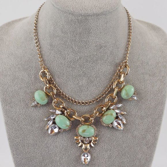 Jewelry - Chunky Mint Green Faux Crystal Statement Necklace